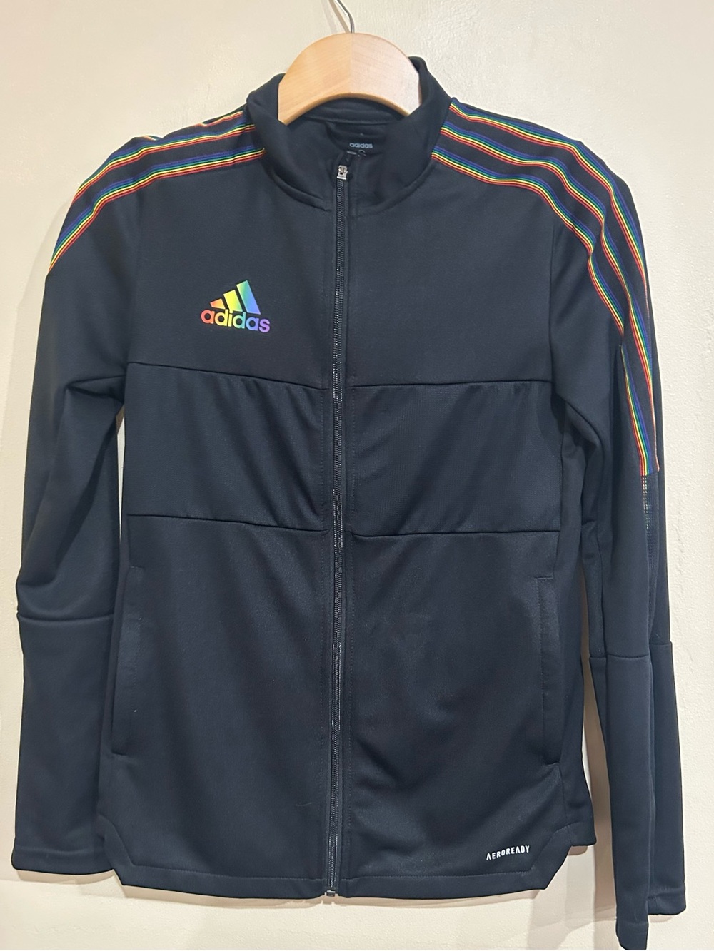 Adidas Aeroready Pride Striped Full Zip Size Small Woman’s Jacket Mesh SEE DESC